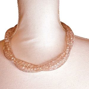 Aldo - Rose gold mesh necklace with crystals, 18” adjustable